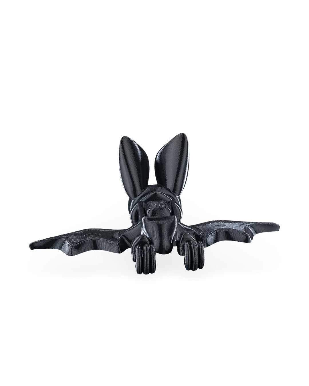 Front view of the bat fidget toy with wings fully spread in a hanging pose