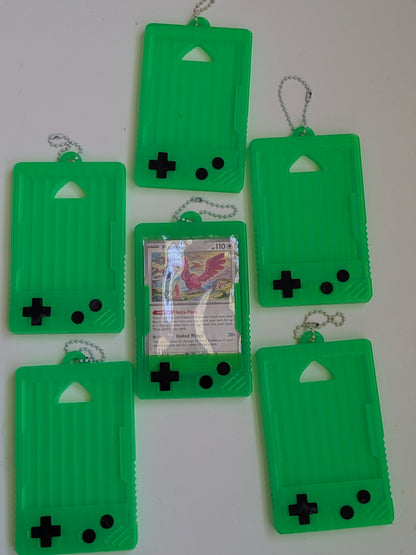 Retro Handheld Trading Card Display Keychain | Transparent Card Holder Case | Fits Standard Trading Cards
