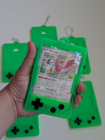 Retro Handheld Trading Card Display Keychain | Transparent Card Holder Case | Fits Standard Trading Cards