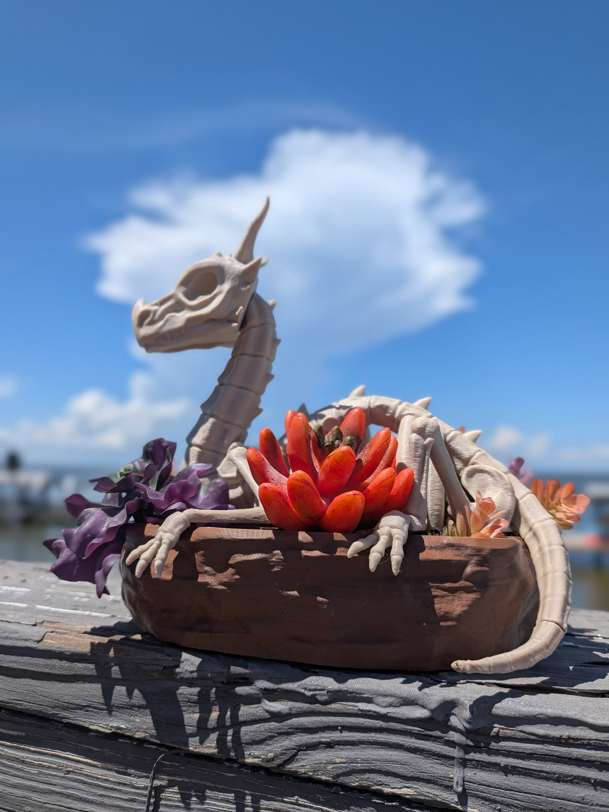 3D Printed Dragon Planter | Fantasy Dragon Succulent Pot | Unique Gothic Home Decor