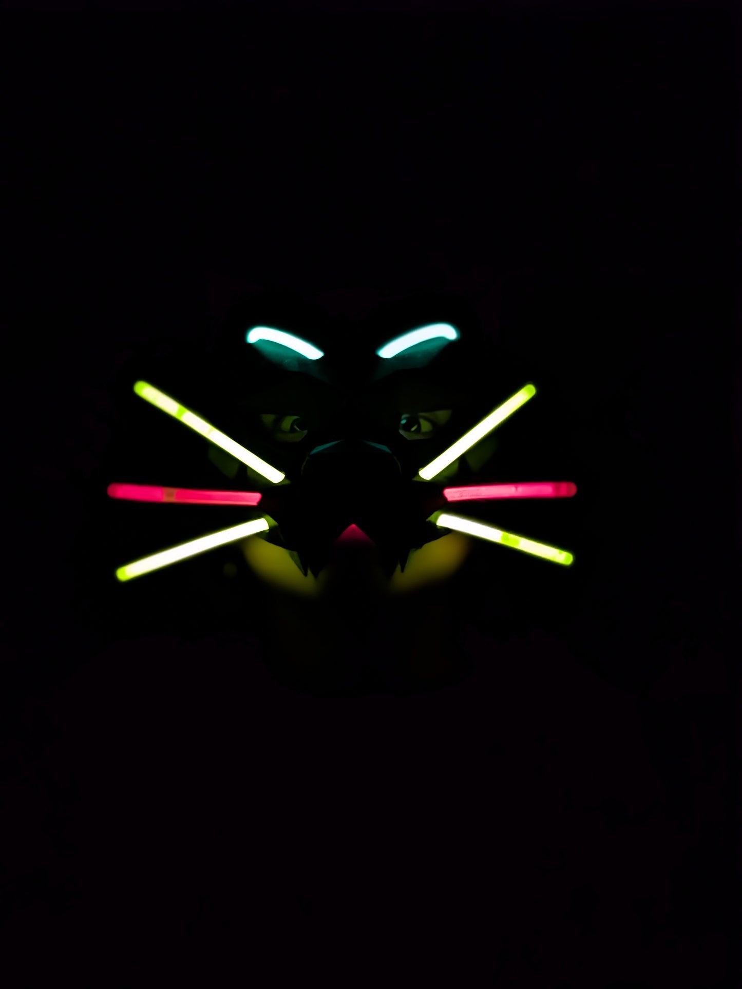 Glow Stick Black Cat Mask – 3D Printed Halloween Cat Mask & Costume Accessory