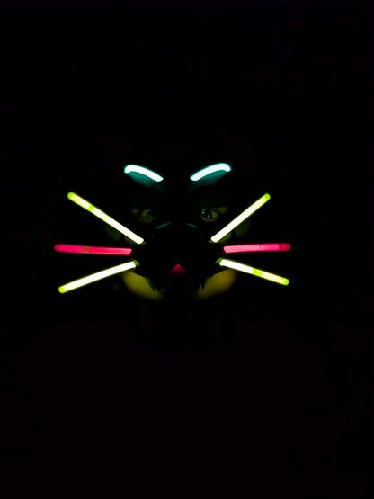 Glow Stick Black Cat Mask – 3D Printed Halloween Cat Mask & Costume Accessory