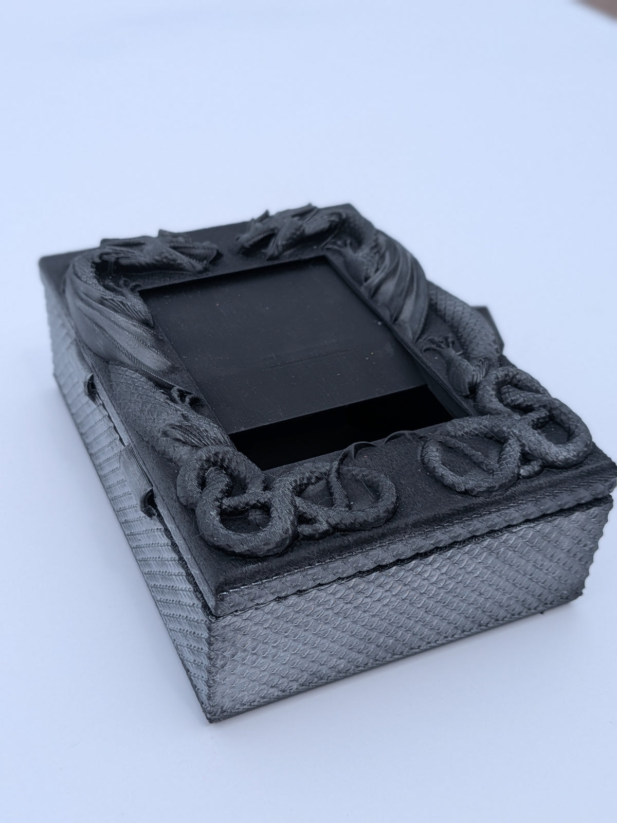 Dragon deck box, angled view showing the dragon carving detail