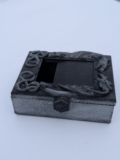 Dragon deck box shown open with the card compartment visible
