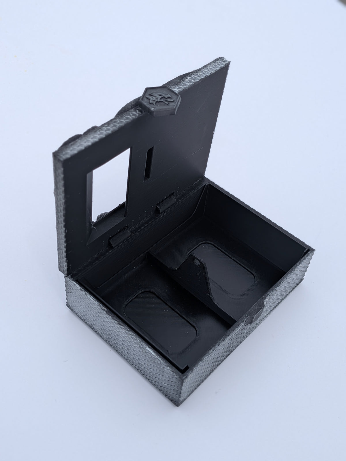 Dragon deck box, close-up of the twin dragon heads