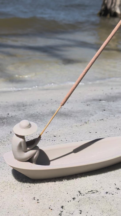 Fisherman Incense Holder, Boat Incense Stick Burner, Coastal Decor Gift