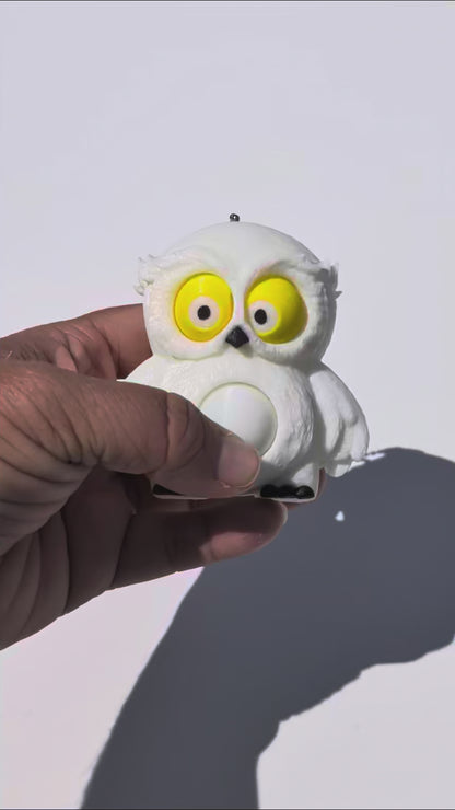 Belly Rub Owl Keychain, Fidget Owl Toy, Moving Eyes Keychain