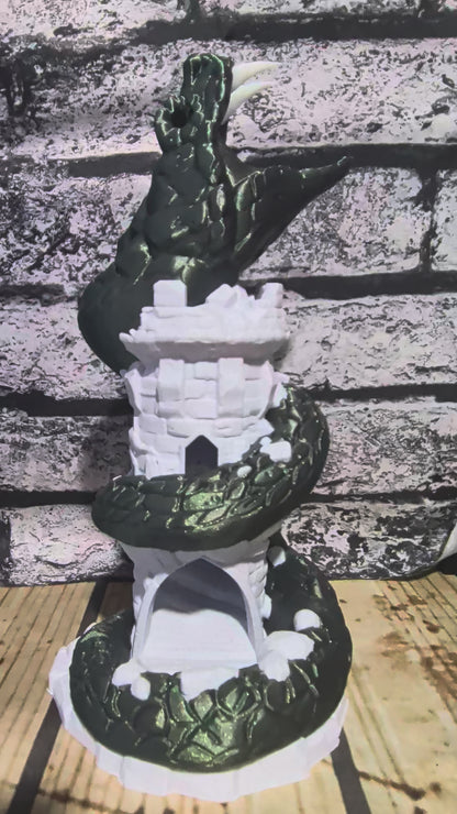 Snake Dice Tower, Crumbling Castle D&D Accessory, Fantasy Dice Roller