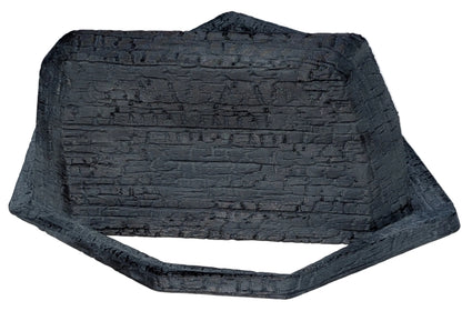 Pentagon-shaped charcoal wall shelf, angled view showing the shelf ledge