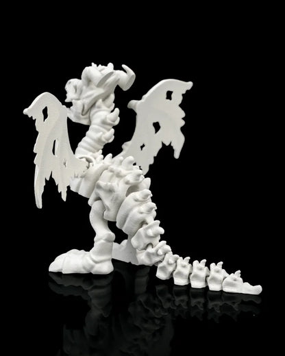 Articulated dragon skeleton, three-quarter view showing full pose