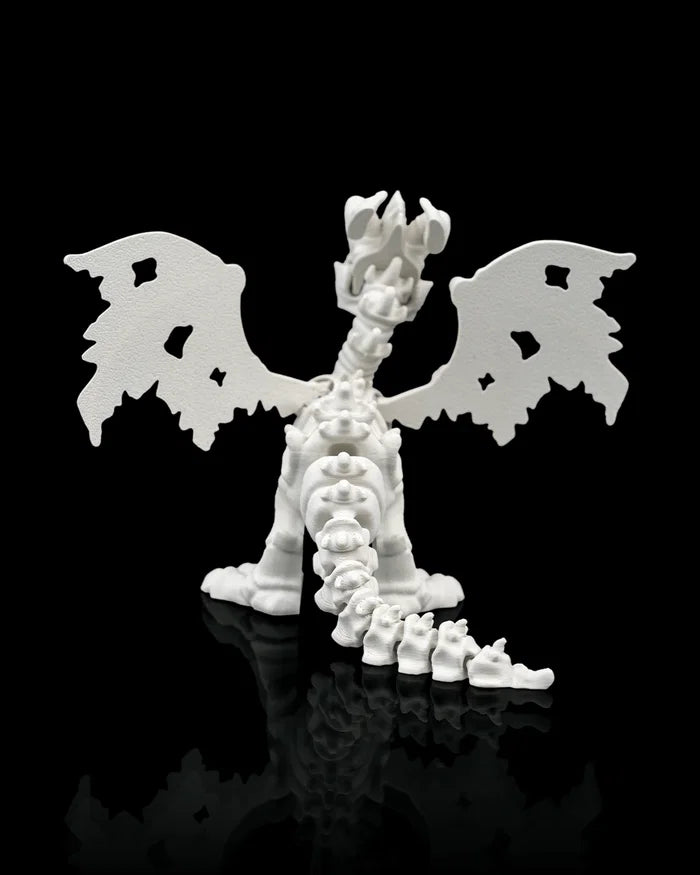 Articulated dragon skeleton, close-up of the poseable wing joints